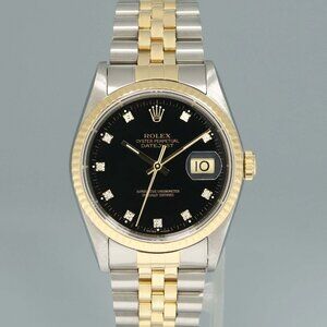 Men's Rolex Two Tone Midsize 36mm Diamond Watch With Box! Mint Condition!